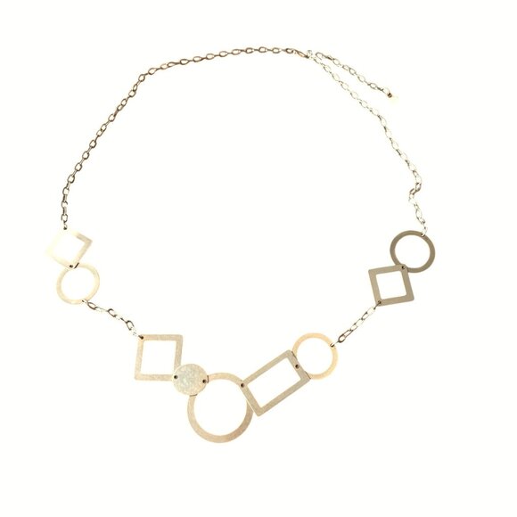 Xiomara Castro Jewelry - Xiomara Castro Geometric Circle/Square Link Chain Necklace Gold toned Minimal